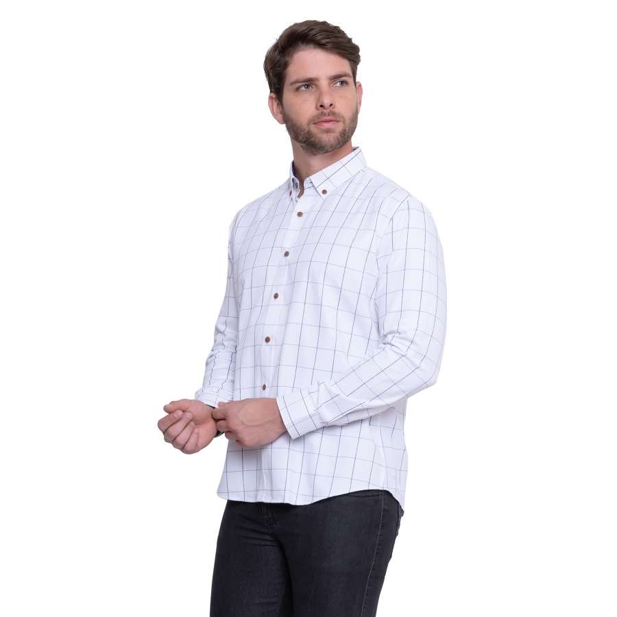 Camisa Social Estampada Masculina Quadriculada, 40% Algodão, Leve e confortável - Image 4