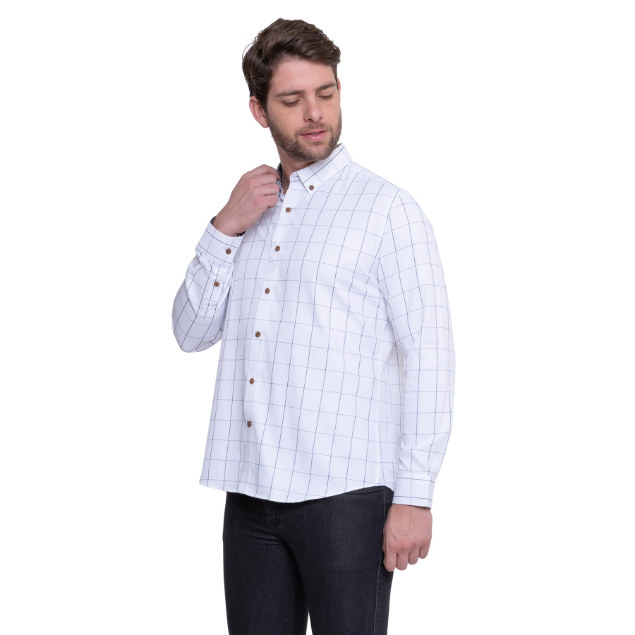 Camisa Social Estampada Masculina Quadriculada, 40% Algodão, Leve e confortável - Image 6