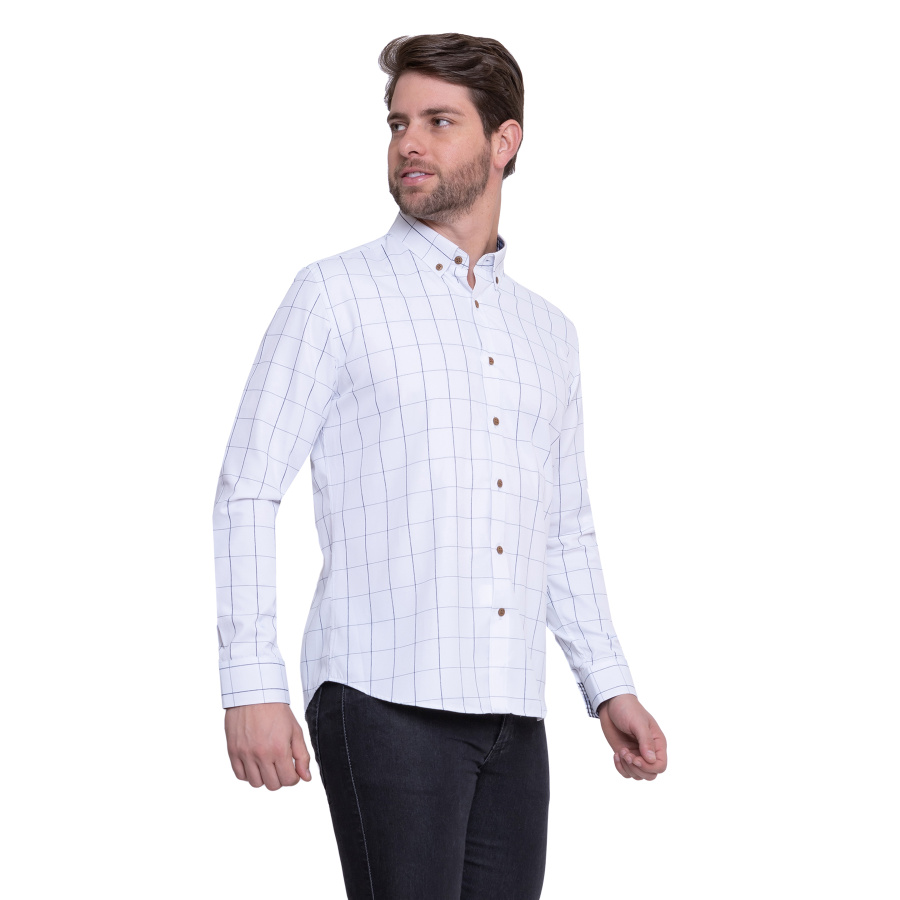 Camisa Social Estampada Masculina Quadriculada, 40% Algodão, Leve e confortável - Image 7
