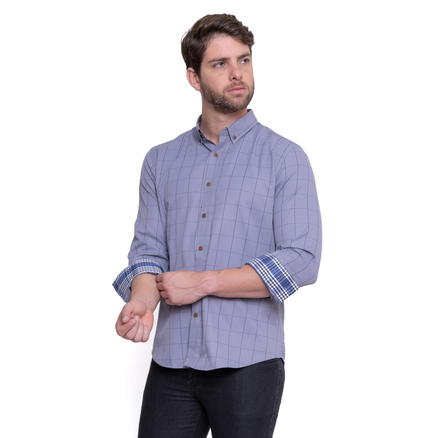 Camisa Social Estampada Masculina Quadriculada, 40% Algodão, Leve e confortável - Image 12