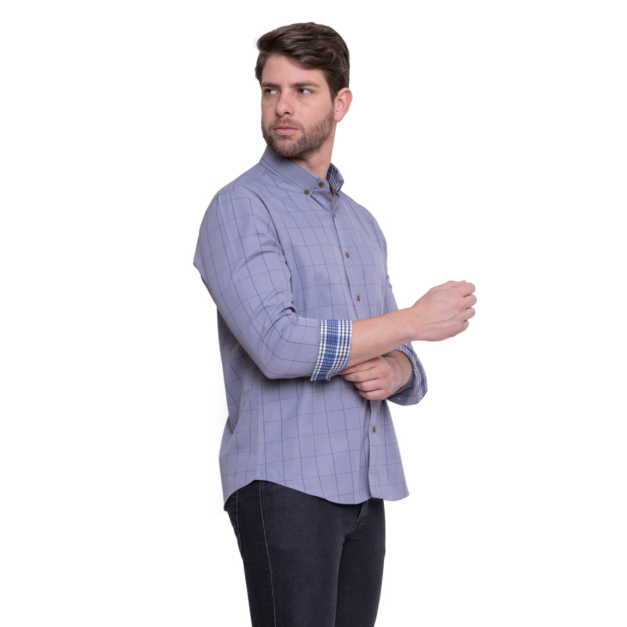 Camisa Social Estampada Masculina Quadriculada, 40% Algodão, Leve e confortável - Image 13