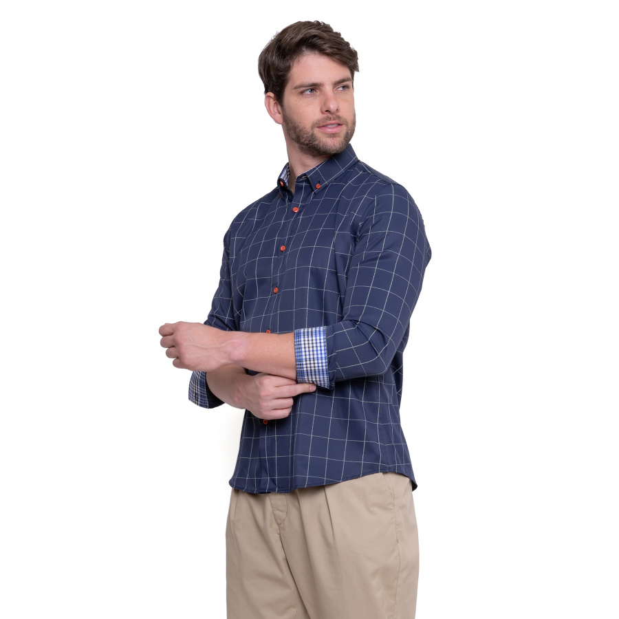 Camisa Social Estampada Masculina Quadriculada, 40% Algodão, Leve e confortável - Image 17
